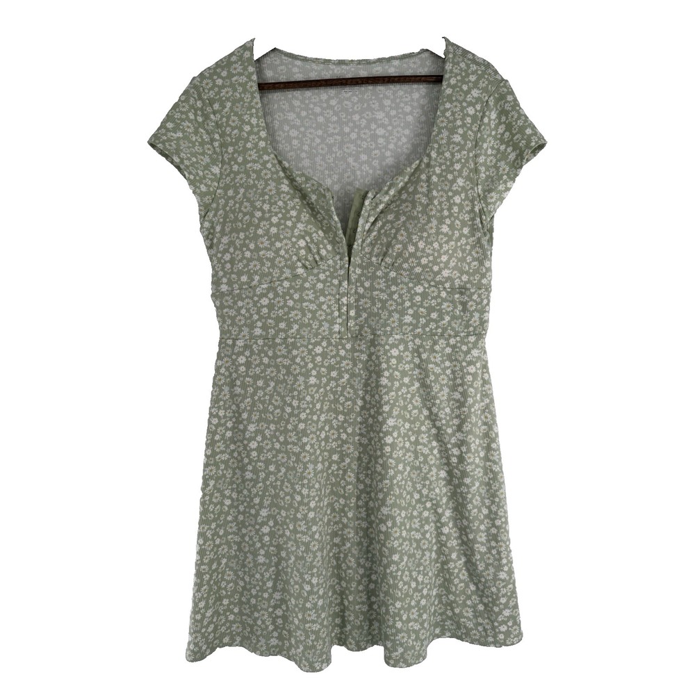 No Boundaries y2K Sweetheart Mini‎ Dress  Daisy Babydoll Green Cottage milkmaid
